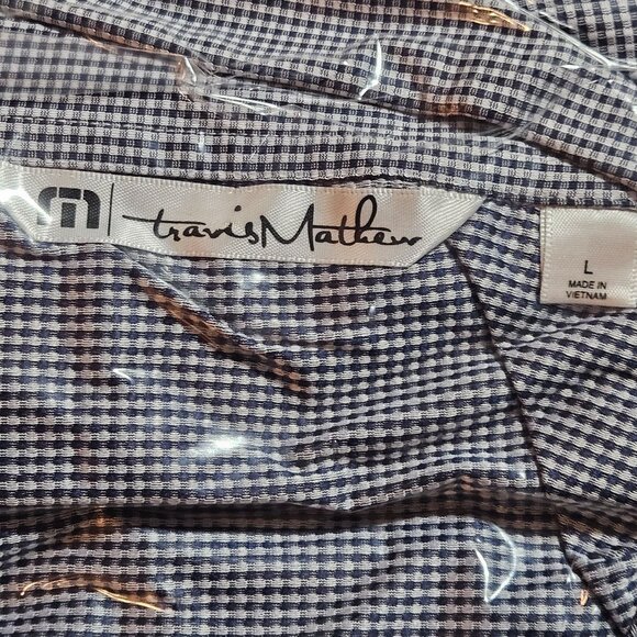 TravisMathew Mens Blue & White Checkered Short Sleeve Polo Shirt Size XL - Picture 15 of 16